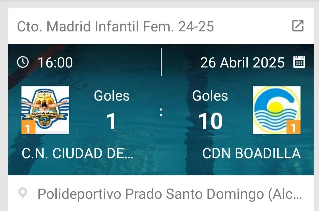 Cto. Madrid Infantil Femenino, Fase II - G1 Jornada 3(26-04-2025)